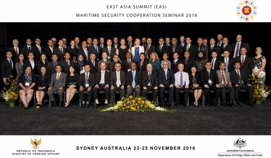 East Asia Summit (EAS) Maritime Security Cooperation Seminar Hosted at Park Royal Hotel, Sydney. Dr Alan Ryan is the Executive Director at the Australian Civil-Military Centre. The seminar aimed to enhance the understanding of the use of commercial vessel information to improve regional and domestic maritime security in an all-hazards environment. It identified existing arrangements, national best practices, and options to improve maritime security-related information sharing.